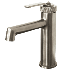 Molette mitigeur lavabo bas façon inox brossé