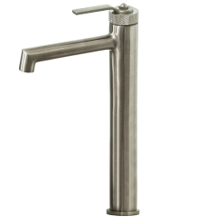 Molette mitigeur lavabo haut façon inox brossé